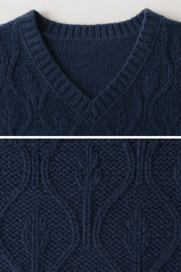 Vネック ケーブル編み オーバーサイズ ニットプルオーバー