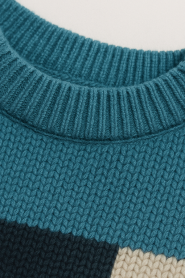 チェック柄 クルーネック オーバーサイズ ニットプルオーバー