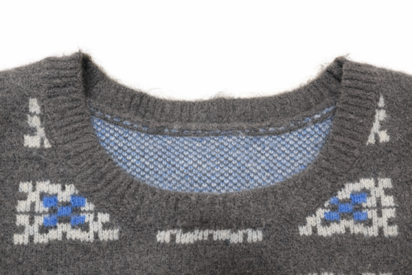 幾何柄 クルーネック ベーシック ニットプルオーバー